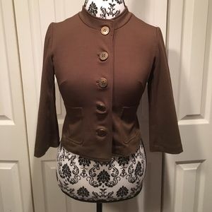 Anthropologie Cartonnier Olive Green Cropped Jacket Blazer Style S